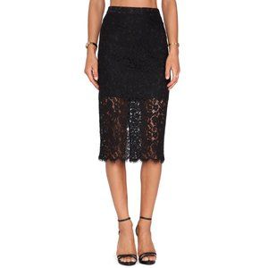 NWT BARDOT Black Lace Midi Skirt